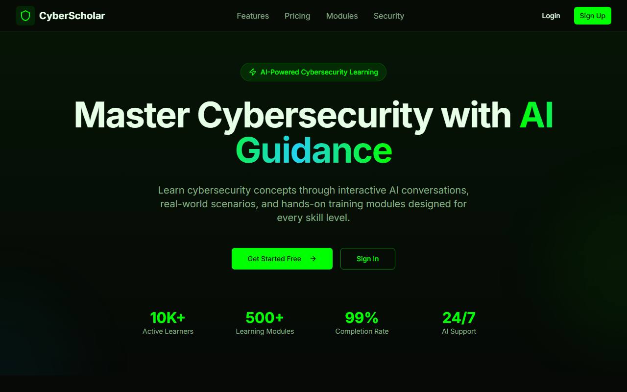 CyberScholar — live application screenshot