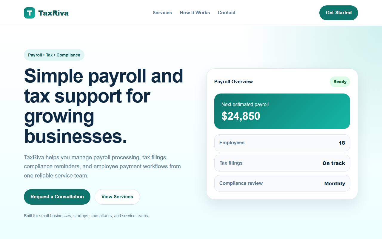 TaxRiva — live application screenshot